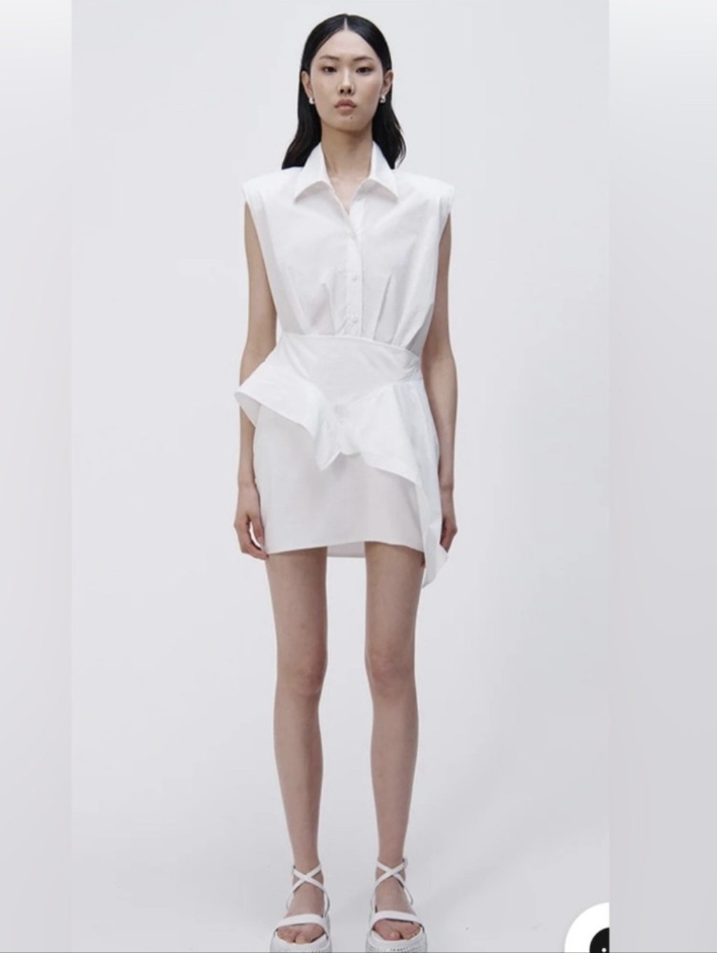 Jonathan Simkhai Catalina Cotton White Deconstructed Mini Shirtdress, Size 4
